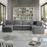 Sofá de Canto Modular Hug 8 Lugares 423x213cm com 1 Puff em Linho CabeCasa MadeiraOriginals - 1