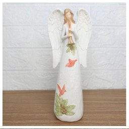 Decoração Estatueta Natalina Anjo com Trombeta em Resina 28cm - 1