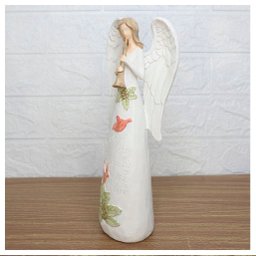 Decoração Estatueta Natalina Anjo com Trombeta em Resina 28cm - 3