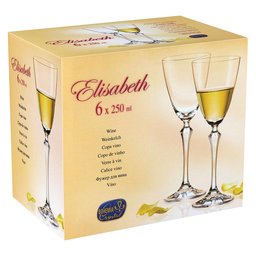 BOHEMIA ELISABETH TAÇA VINHO 22x9x9cm 250ml CRISTAL TRANSP 6PÇ - 2