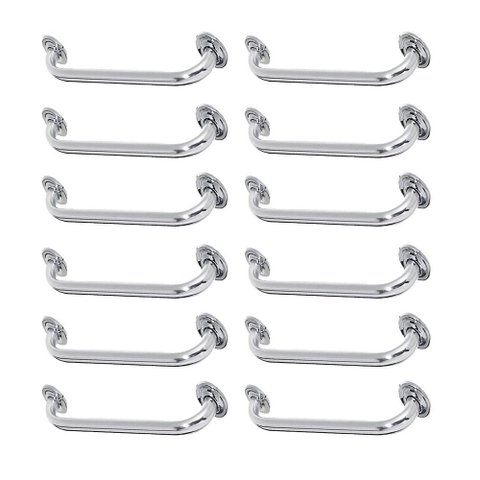 Alça Apoio Banheiro Kit 12 Uni Inox 50cm Idoso Cadeirante Acessibilidade Deficiente Segurança