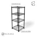 Ver imagem 5 de Estante de Aço Preta 4 Andares Prateleiras Ajustáveis Rack Aramado 35x35x85