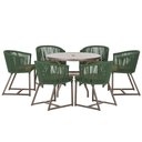 Ver imagem 1 de Mesa com 6 Cadeiras de Jantar Roma 120cm e Noronha em Alumínio Marrom Corda Náutica Estofado 13 Tram