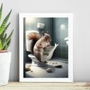 Ver imagem 2 de Quadro Esquilo no Banheiro Lendo Jornal 33x24cm:madeira Preta