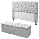Ver imagem 1 de Kit Cabeceira + Calçadeira Baú Mirage King 195cm Branco - LM DECOR