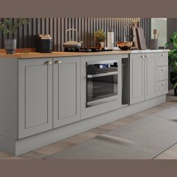 Balcão Modulado 300cm de Cozinha com Espaço para Cooktop Forno de Embutir Pia Americana Henn - 1