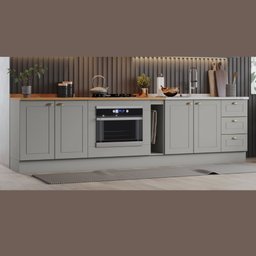 Balcão Modulado 300cm de Cozinha com Espaço para Cooktop Forno de Embutir Pia Americana Henn - 11