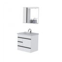 Ver imagem 3 de Kit Gabinete de Banheiro Suspenso 1 Porta 3 Gavetas Espelheira 1 Porta e Cuba em Mármore Sintético A