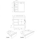 Ver imagem 4 de Kit Gabinete de Banheiro Suspenso 1 Porta 3 Gavetas Espelheira 1 Porta e Cuba em Mármore Sintético a