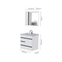 Ver imagem 5 de Kit Gabinete de Banheiro Suspenso 1 Porta 3 Gavetas Espelheira 1 Porta e Cuba em Mármore Sintético A