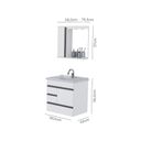 Ver imagem 5 de Kit Gabinete de Banheiro Suspenso 1 Porta 3 Gavetas Espelheira 1 Porta e Cuba em Mármore Sintético a Branco/Texturizado