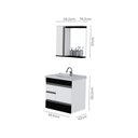 Ver imagem 5 de Kit Gabinete de Banheiro Suspenso 1 Porta 3 Gavetas Espelheira 1 Porta e Cuba em Mármore Sintético A