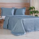 Ver imagem 1 de Kit Colcha Casal Satinatta Cetim 100% Póliéster 220x240cm Azul Mineral