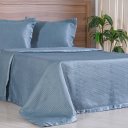 Ver imagem 2 de Kit Colcha Casal Satinatta Cetim 100% Póliéster 220x240cm Azul Mineral