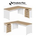 Ver imagem 7 de Mesa em L Escritório 1,50m Gaveteiro 4 Gavetas Pé Painel F5 Cor:macadâmia com Branco