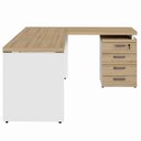 Ver imagem 5 de Mesa em L Escritório 1,50m Gaveteiro 4 Gavetas Pé Painel F5 Cor:macadâmia com Branco