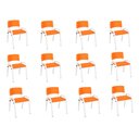 Ver imagem 1 de Kit 12 Cadeiras Infantil Iso, Escola, Base Branca- Laranja