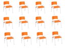 Ver imagem 1 de Kit 12 Cadeiras Infantil Iso, Escola, Base Branca- Laranja