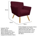 Ver imagem 3 de Kit Diva Recamier Vanessa 185cm Lado Esquerdo e 01 Poltrona Laura Suede Adj Decor Bordô