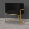 Kit 6 Poltronas Decorativa Sala de Estar Luana Base Gold Suede Preto - Montanaris Decor Md Montanari - 4