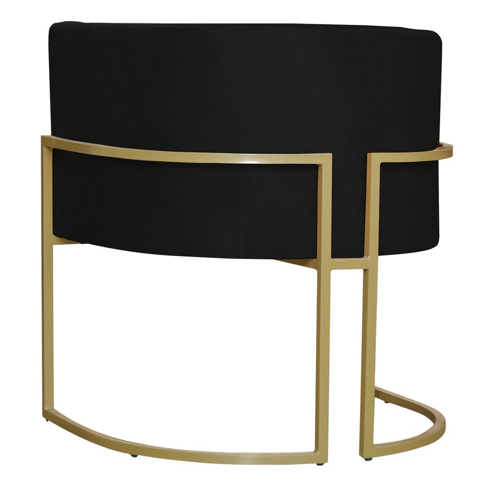 Kit 6 Poltronas Decorativa Sala de Estar Luana Base Gold Suede Preto - Montanaris Decor Md Montanari - 3