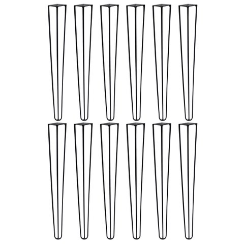 Kit 12 Pés de Metal 60 CM Hairpin Legs Mesa de Canto Aparador Preto