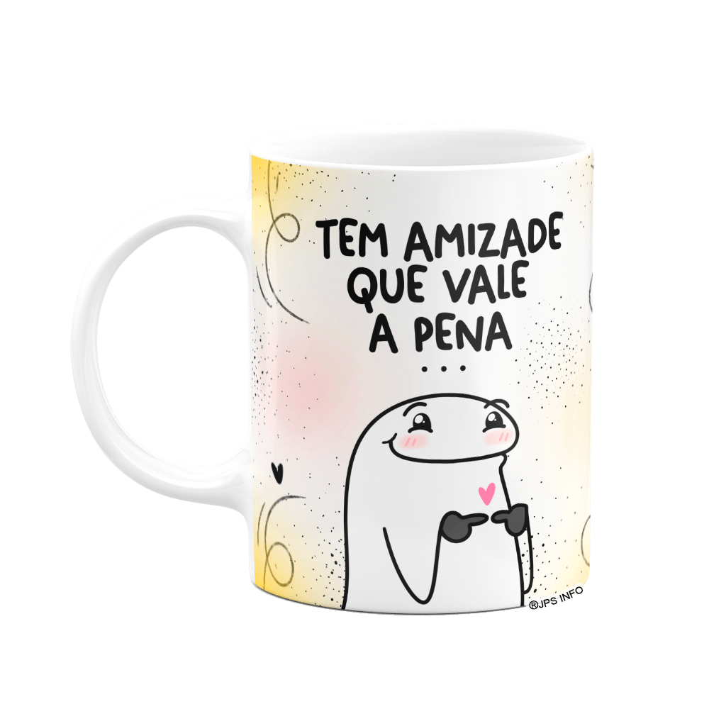 Caneca Flork Amigas - Tem Amizade que Vale a Pena - Branca - 1