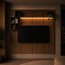 Ver imagem 4 de Painel para TV até 55 Polegadas com LED 1 Prateleira e 4 Nichos Multimóveis Crpro-PTV024 Mel/