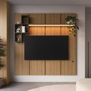 Ver imagem 1 de Painel para TV até 55 Polegadas com LED 1 Prateleira e 4 Nichos Multimóveis Crpro-PTV024 Mel/