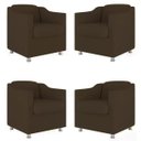 Ver imagem 1 de Kit 4 Poltronas Decorativa Tila Matérial Sintético Marrom Twdecora Tilla