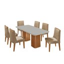 Ver imagem 1 de Mesa de Jantar Eloise Tampo Mdf Vidro com 6 Cadeiras Moderna Turim Off White Naturale
