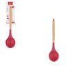 Kit 4 Utensílios De Silicone Cabo Madeira Vermelho e Suporte Rose MIX - 7