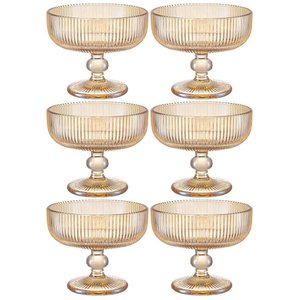 Jogo de Taças de Sobremesa de Vidro Âmbar Graffiato 310ml 6 Peças - Hauskraft