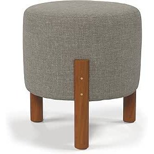 Puff Redondo Luxo Decorativo Charme - Cinza Linho