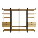 Ver imagem 3 de Guarda Roupa Aberto Industrial Casal Modulado Completo Canela Cabideiro com Gavetas Ferro Preto