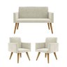 Conjunto 2 Poltronas Decorativas Nina e 1 Namoradeira Pés Palito Suede Bege FR Poltronas - 1