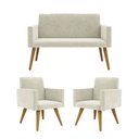 Ver imagem 1 de Conjunto 2 Poltronas Decorativas Nina e 1 Namoradeira Pés Palito Suede Bege FR Poltronas