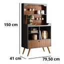 Ver imagem 6 de Cantinho do Café Armário Aparador de Cozinha Rubi Lukaliam:cinza Perolizado/tauari Ripado