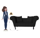 Ver imagem 4 de Sofá Recamier Recepção Decorativo 02 Lugares Londres Suede Preto - Incasa Decor