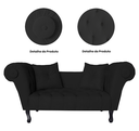 Ver imagem 3 de Sofá Recamier Recepção Decorativo 02 Lugares Londres Suede Preto - Incasa Decor