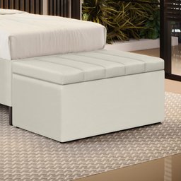 Calçadeira Baú Navi 90 para Cama de Solteiro A-017 Couro Bege Aradecor - 1