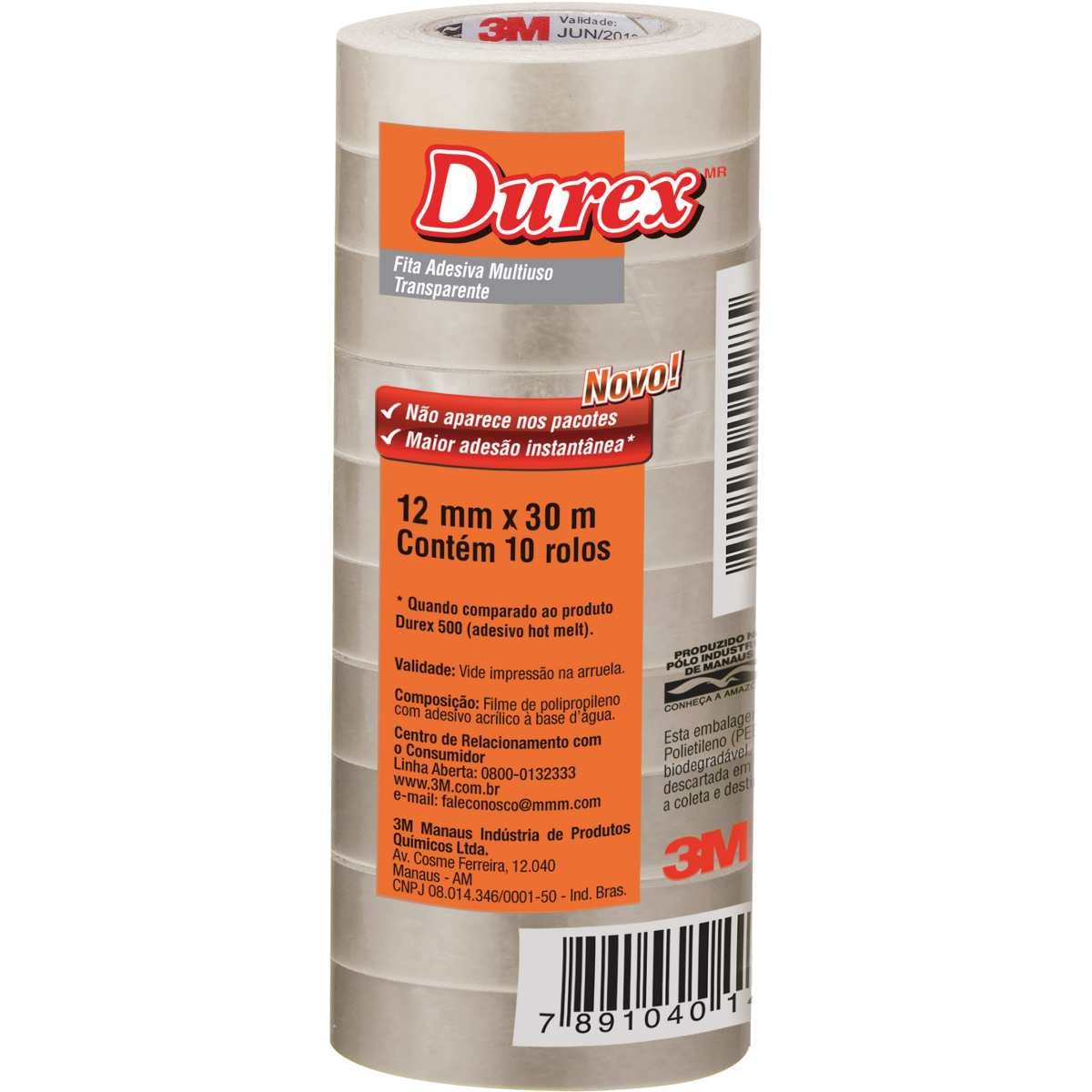 Fita Adesiva Durex Transparente 12Mmx30M. Pct Com 10 - 1