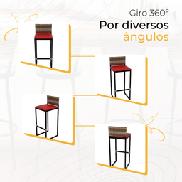 Banqueta Quadrada Junco Cappuccino para Balcão Ilha Cozinha Área Gourmet Bancada Piscina Bar - 5