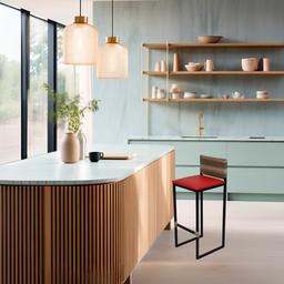 Banqueta Quadrada Junco Cappuccino para Balcão Ilha Cozinha Área Gourmet Bancada Piscina Bar - 6