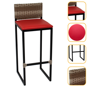 Banqueta Quadrada Junco Cappuccino para Balcão Ilha Cozinha Área Gourmet Bancada Piscina Bar