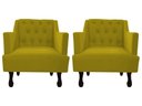 Ver imagem 1 de Kit 2 Poltronas Decorativa Julia Couro Amarelo Pés Madeira Ms Decor
