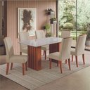 Ver imagem 2 de Conjunto de Mesa Sala de Jantar Ripada Tampo com Vidro Santiago 1,60m 6 Cadeiras Grécia Dobuê