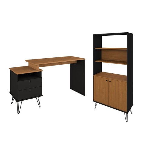 Conjunto Escritório Home: Escrivaninha 6088+ Estante 6195