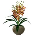 Ver imagem 1 de Kit 7 Orquídeas Artificiais Laranja Toque Real Silicone Decoração Festa Casa Escritório