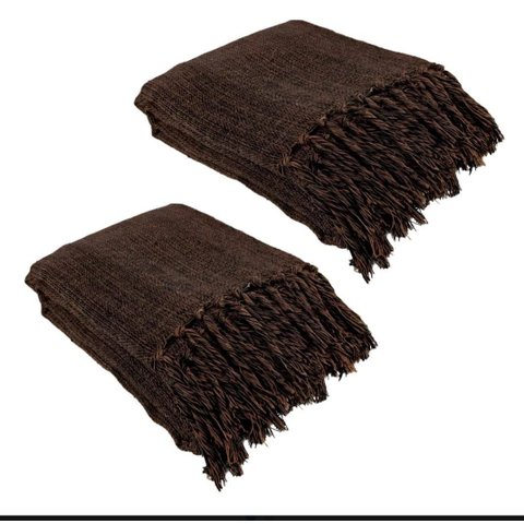Kit 2 Mantas para Sofá Tipo Manta Capa de Sofá Gigante 2,40 x 1,80 Cor Chocolate